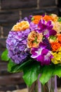 Flowers bouquet with orchids and hidrangea