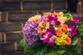 Flowers bouquet with orchids and hidrangea