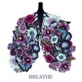 Flowers bouquet. Summer bouquet. Lungs art. Just breathe