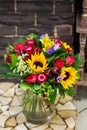 Flowers bouquet with sunflowers Royalty Free Stock Photo