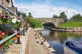 Flowers on Brecon canal basin Powys Wales UK Royalty Free Stock Photo