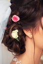 Flowers in the bride's hair