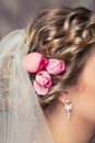 Flowers in the bride's hair