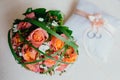 Flowers bride wedding rings Royalty Free Stock Photo