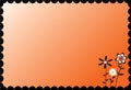 Flowers on bright orange background with black scalloped edge