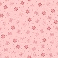 Flowers, butterflies, crowns and small round dots. Cute girly seamless pattern.