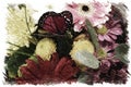 Flowers and butterfly abstract