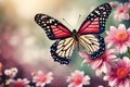 A delicate butterfly perches gracefully atop a vibrant flower