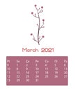 flowers calender March 2021