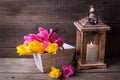 Flowers and candle Royalty Free Stock Photo