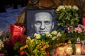 Flowers and candles laid at spontaneous memorial for Russian opposition leader Alexei Navalny