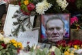 Flowers and candles laid at spontaneous memorial for Russian opposition leader Alexei Navalny