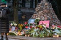 Flowers and candles laid at spontaneous memorial for Russian opposition leader Alexei Navalny