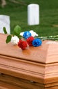 Flowers on casket