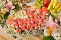 Flowers and celebratory table. Royalty Free Stock Photo