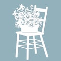 Flowers on a chair. Template for laser cutting and Plotter. Flowers, leaves for decoration. Vector illustration. Sticker flowers. Royalty Free Stock Photo