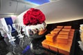 Flowers and chocolates to welcome passengers onboard the Qatar Airways Boeing 787-8 Dreamliner at Singapore Airshow