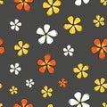 Flowers colorful blossoms on a gray background seamless vector repeat pattern