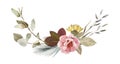 Flowers composition - bouquet, arrangement - hand painted illustration with real dry flowers - herbarium