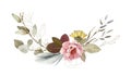 Flowers composition - bouquet, arrangement - hand painted illustration with real dry flowers - herbarium