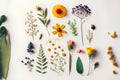 Flowers composition. Flat lay, top view. Floral background