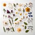 Flowers composition. Flat lay, top view. Floral background.