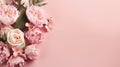 Flowers composition. Frame made of peony flowers on pastel pink background Royalty Free Stock Photo