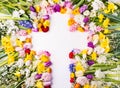 Flowers and cross Easter abstract concept on a white background. Copy space.