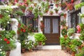 Flowers Decoration of Vintage Courtyard, Spain, Europe Royalty Free Stock Photo