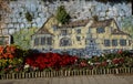 Flowers decoration on wall and street