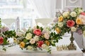 Flowers decoration for weddind table of newlyweds