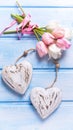 Flowers and decorative hearts Royalty Free Stock Photo