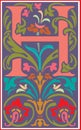 Flowers decorative letter H in Color