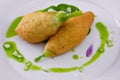 The Flowers deep fried zucchini. Shallow dof Royalty Free Stock Photo