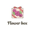 Flowers delievery logo vector ribbon box roses