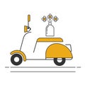 Flowers delivery ride motorcycle icon banner