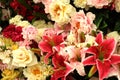 Flowers different roses lilies peonies carnations bouquet