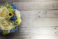 Flowers on Distressed Wood Surface Macro Left Side Royalty Free Stock Photo