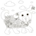 Flowers dog coloring page anti-stress Royalty Free Stock Photo