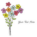 Flowers doodle bouquet with your text here vector