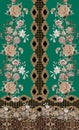 Flowers embroidery baroque gold green elegant