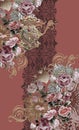 Flowers embroidery baroque gold lace design