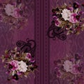 Flowers embroidery baroque pink design