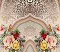 Flowers embroidery baroque pink design