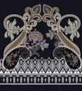 Flowers embroidery baroque pink design