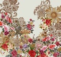 Flowers embroidery garden angels baroque Royalty Free Stock Photo