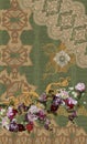 Flowers embroidery green texture lace baroque