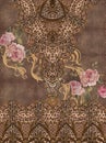 Flowers embroidery paisley gold texture design