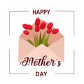Flowers in the envelope isolated illustration. Mother's day Royalty Free Stock Photo