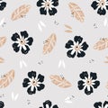 Flowers flat hand drawn seamless pattern Royalty Free Stock Photo